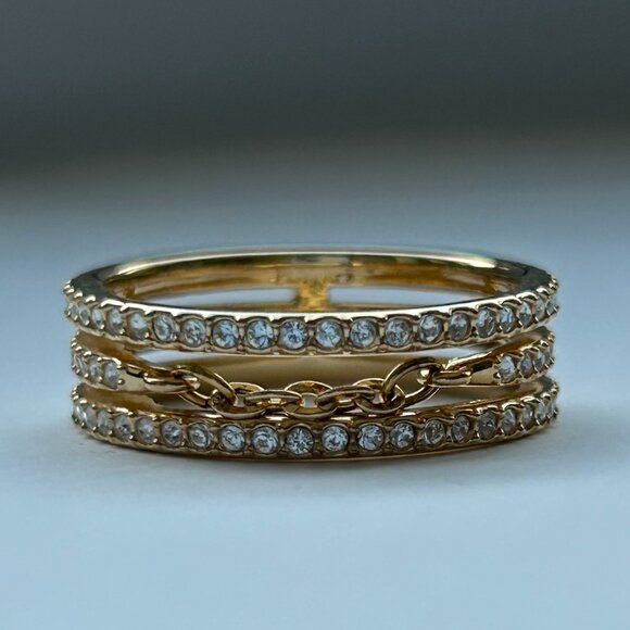 Swarovski Jewelry - Swarovski Crystal & Chain Gold-Plated Ring, Women’s Size 55